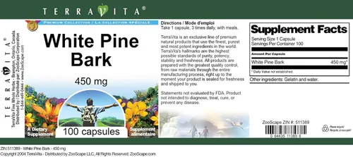 Vista 4 de Corteza de pino blanco - 450 mg (100 Cápsulas, ZIN: 511389)