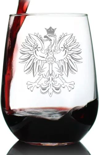 Vista 7 de Custom Polish Eagle Personalized Stemless Wine Glass - Poland Gifts or Party Decor for Women & Men - Large 17 Oz Wine Glasses - Customized Wine