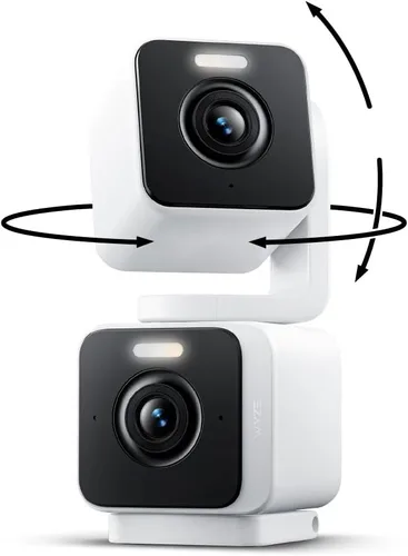 WYZE Duo Cam Pan IP65 2K 360° Pan/Tilt Cámara de seguridad inteligente para el hogar con visión nocturna a color, compatible con Alexa y Google