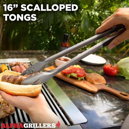 Vista 4 de Alpha Grillers Accesorios para asar – Regalos de parrilla para hombres – Accesorios de barbacoa Juego de herramientas de parrilla con espátula