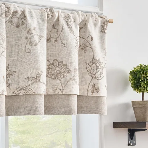 Vista 20 de jinchan Cenefa de lino opaca de doble capa para ventanas, tratamiento de ventana de cachemira para sala de estar, cocina, 18 pulgadas, bolsillo