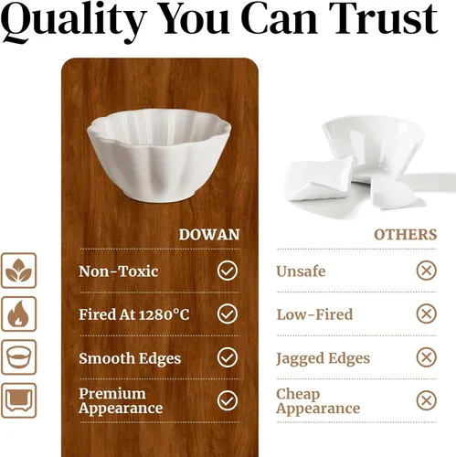 Vista 3 de DOWAN Ramekins - Ramekins de 4 onzas, moldes de crema brulee, aptos para horno, para hornear, platos de soufflé, tazas de natillas, pequeños cuencos