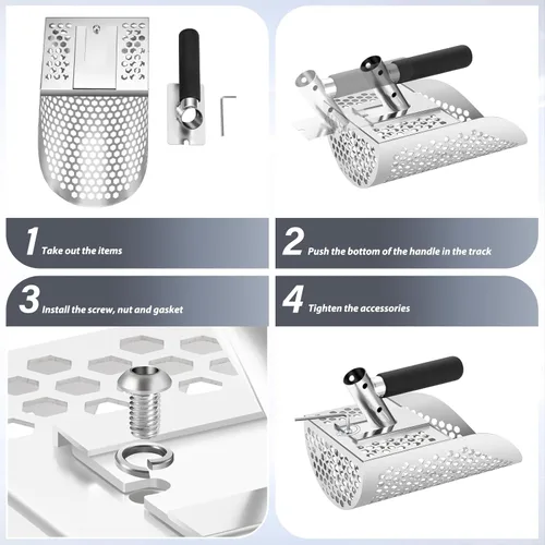 Vista 5 de GADFISH Pala de Arena para Detección de Metales, Pala de Arena para Detectores de Metales de Playa de Servicio Pesado, Herramienta de Detección