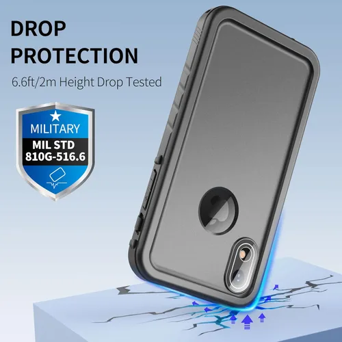Vista 4 de SPORTLINK Funda impermeable para iPhone XR, protector de pantalla integrado a prueba de golpes, resistente al polvo, protección militar, resistente