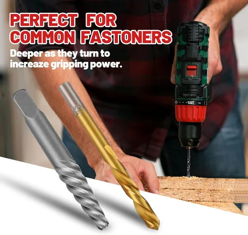 Vista 7 de Juego de extractor de tornillos de 18 piezas y juego de brocas para mano izquierda, removedor de pernos rotos Easy Out Reverse 35#CR-MO 6542/4341