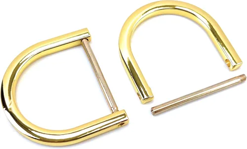 Vista 55 de 4 anillos en D resistentes de 1-1/2 pulgadas de oro dorado en forma de U de repuesto para bolso, llavero, collar de perro