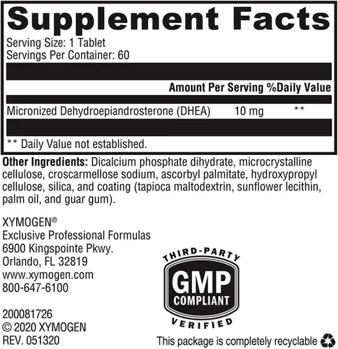 Vista 5 de XYMOGEN DHEA 10 mg (60 tabletas) + S acetil glutatión (60 cápsulas) paquete de 2 piezas - DHEA micronizado + suplemento de glutatión acetilado