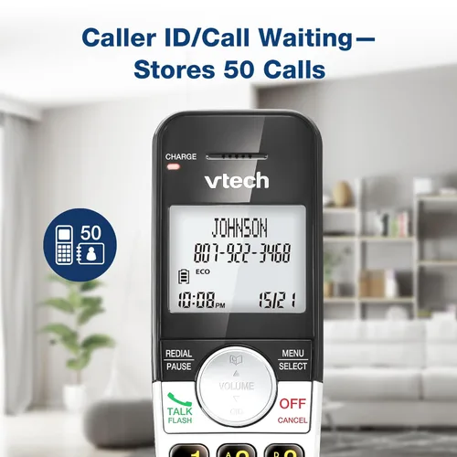 Vista 2 de VTech Teléfono inalámbrico con pantalla grande y botones grandes, DECT 6.0 con identificador de llamadas/llamada en espera, altavoz dúplex completo