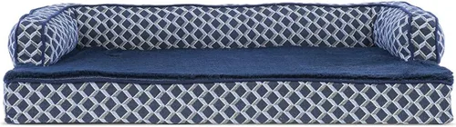 Furhaven Pet – Sofá de felpa ortopédica para perro, cama con forma de L, tumbona ergonómica con contorno de cuna, cama para perros y gatos, varios
