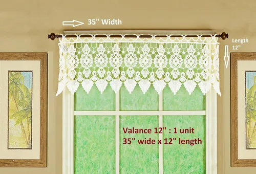 Vista 2 de Cortina de Medallón Macramé de Today's Curtain 30 cm, Color Écru, 89 cm x 30 cm