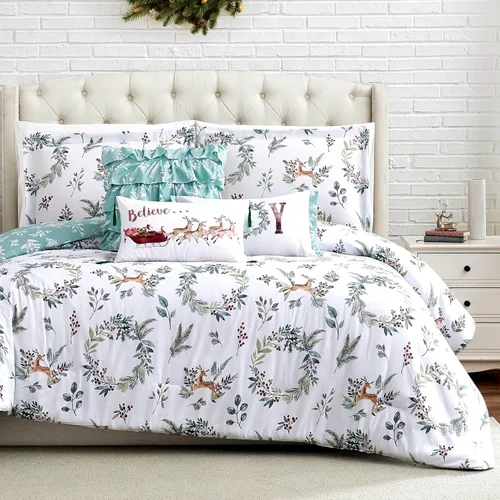Vista 9 de Southshore Fine Living, Inc. - Juego de ropa de cama de Navidad de 4 piezas, juego de edredón de Navidad individual/individual XL, edredón