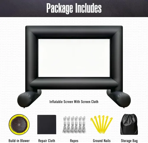 Vista 4 de Pantalla de proyector de película inflable para exteriores de 14 pies con ventilador integrado que soporta proyección frontal y trasera, pantalla
