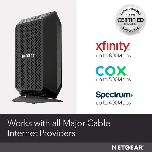 Vista 3 de NETGEAR - Módem de cable compatible con todos los proveedores de cables, incluyendo Xfinity by Comcast