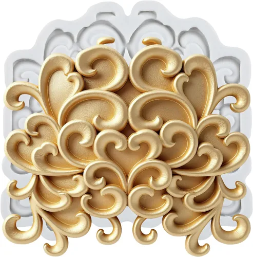 Vista 36 de Moldes de silicona estilo barroco con espirales, moldes de encaje, moldes de flores en relieve, molde de filigrana para decoración de pastel