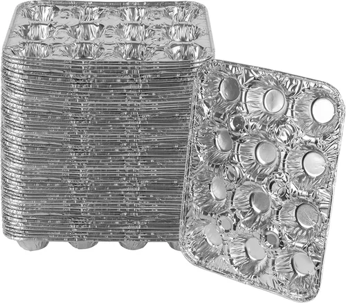 Vista 13 de PLASTICPRO moldes de papel de aluminio para muffins reutilizables y desechables, para 6 cupcakes/muffins y moldes de papel de aluminio