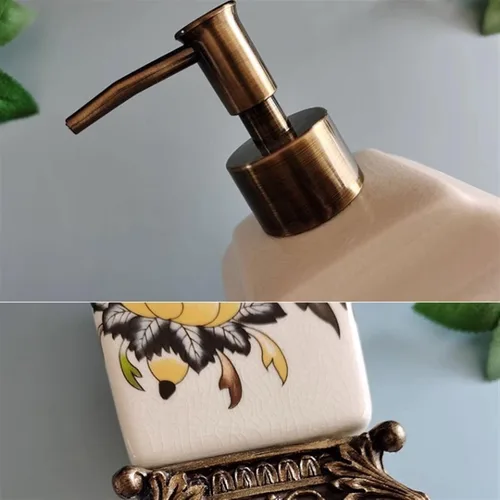 Vista 3 de Soap Dispenser Handsoaps Dispenser 340ML Personalized Crack Ceramic Soap Dispenser Retro Large Lotion Sub Bottle Resin Base Reusable Pump-Bottles