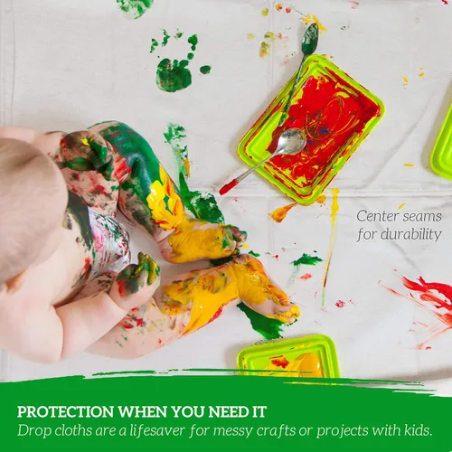 Vista 6 de GREEN LIFESTYLE Telas de caída de lienzo multiusos - Tela de caída para pintar, cubierta de piso, protección resistente para muebles y superficies