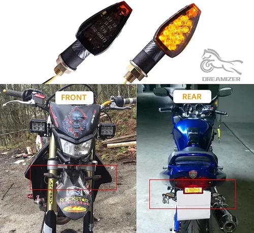 Vista 8 de DREAMIZER 4 unids universal motocicleta LED intermitentes luces intermitentes luces intermitentes luz ámbar compatible con Yamaha MT03 MT07 MT09