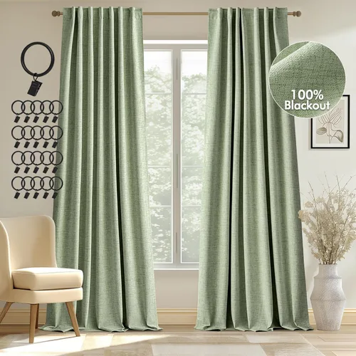 Vista 17 de MIULEE Cortinas 100% opacas de 84 pulgadas de largo, juego de 2 paneles para dormitorio, pestaña trasera, sala de estar, oscurecimiento completo