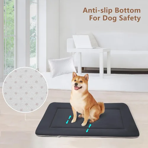 Vista 4 de Magic Dog Cama - Tapete suave para perros medianos/grandes, lavable a máquina, de 36 pulgadas, con parte inferior antideslizante, color gris oscuro