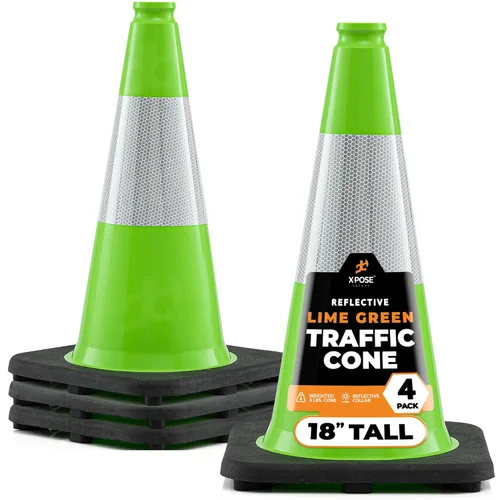 Vista 38 de Xpose Safety Conos de tráfico naranjas de 18 pulgadas, resistentes, 3 libras con collar de 6 pulgadas, 1 paquete de conos de seguridad de plástico