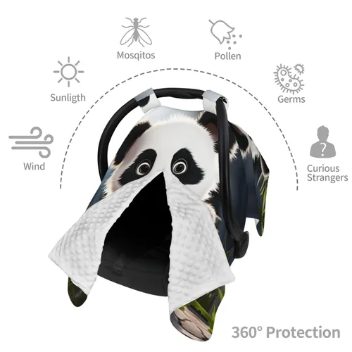 Vista 8 de Baby Car Seat Canopy Cover for Mom, Soft Breathable Nursing Breastfeeding Covers Multi Use Stroller Sun Shade Newborn Shower Gift，Cute Animal Panda