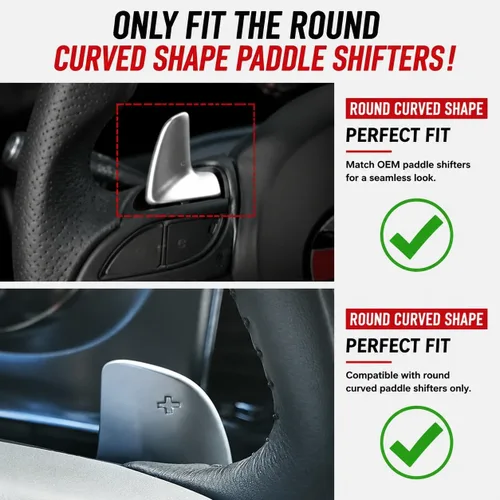 Vista 8 de Extensión de levas de cambio para Dodge Charger, Challenger - Cubiertas de levas de cambio de volante de aluminio billete compatibles con Dodge