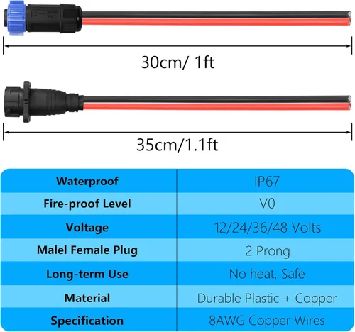 Vista 7 de CERRXIAN Conector sckot de motor de arrastre, kit de conexión rápida de enchufe y receptáculo de motor de arrastre, resistente de 2 clavijas de 12
