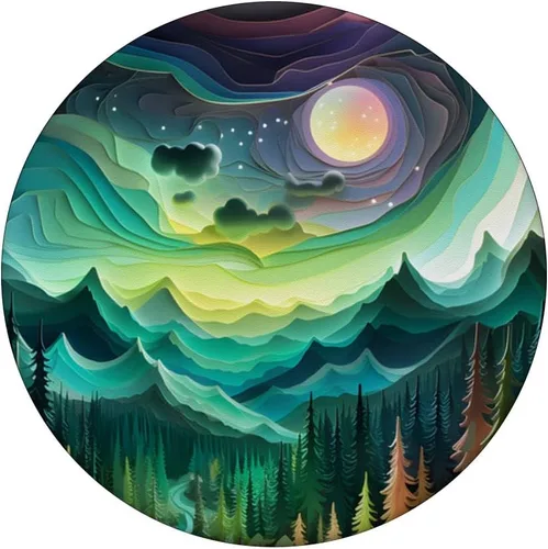 Vista 3 de Bosque de la aurora boreal Moonlight Aurora PopSockets PopGrip intercambiables de papel