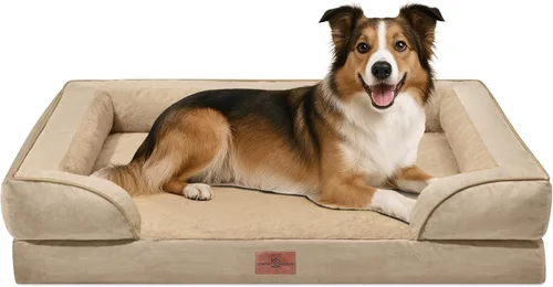 Vista 226 de Comfort Expression Cama ortopédica para perros extra grandes de 45 x 35 pulgadas, cama para mascotas XL de espuma tipo caja de huevos impermeable