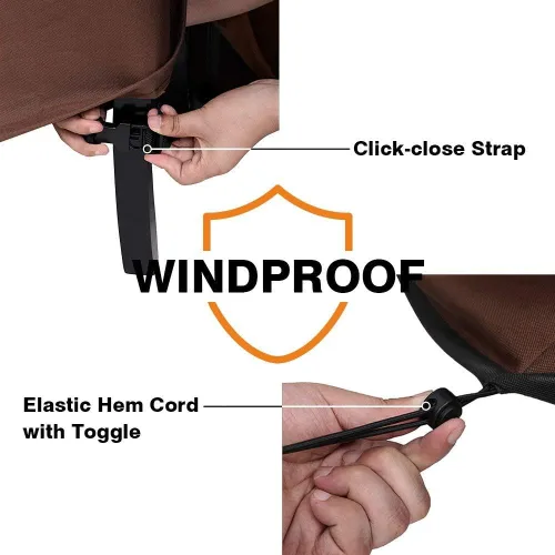 Vista 6 de Vailge Funda de sofá de patio profundo resistente, 100% impermeable, funda de sofá para exteriores, fundas grandes para muebles de patio con beige