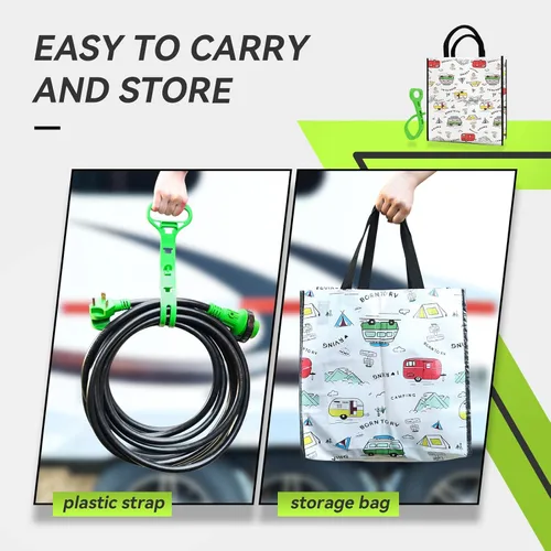 Vista 6 de RVMATE Cable de Extensión de Alimentación Bloqueable para RV de 10 Pies y 30 Amperios con Mango de Enchufe Fácil, TT-30P a L5-30R, Indicador LED, 10