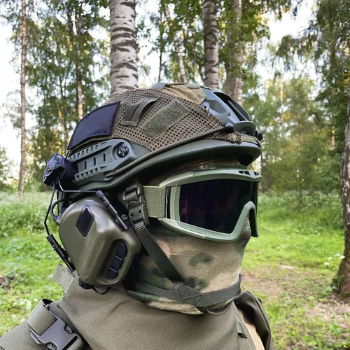 Vista 7 de Auriculares tácticos, orejeras tácticas, orejeras militares Airsoft Cs Combat Headset,Auriculares de caza del ejército,Auriculares de caza de caza