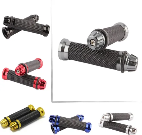 Vista 6 de Motorcycle 7/8" CNC Hand Grips Aluminum Rubber Gel Handlebar for Sport Bike(Red)