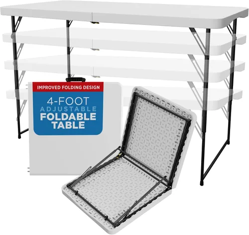 Vista 13 de Sorfey Mesa plegable de 6 pies x 30 pulgadas, plástico blanco