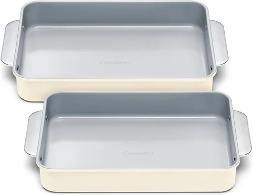 Vista 8 de Caraway Sartén rectangular de cerámica antiadherente de 9 x 13 pulgadas, revestimiento de cerámica naturalmente resbaladizo, no tóxico, libre