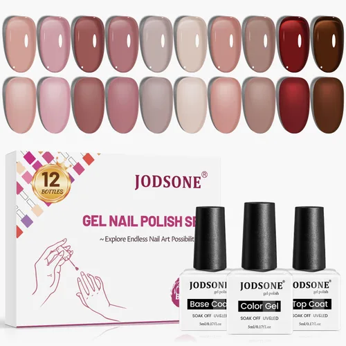 Vista 21 de JODSONE - Juego de 100 esmaltes de uñas de gel (5 ml cada uno) con capa base que no se limpia, capa de base que se borra y capa superior mate