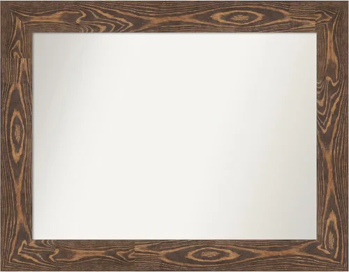 Vista 171 de Amanti Art Espejo de baño marrón para sobre fregadero, 26 x 26 pulgadas, espejo de tocador cuadrado marrón rústico Alexandria, marco de madera