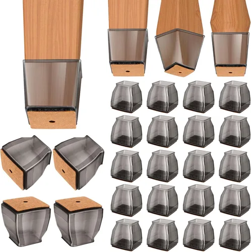 Vista 24 de BALEINE Paquete de 32 protectores de silicona para patas de silla, tapas protectoras de patas de taburete, tapas antideslizantes para patas de silla