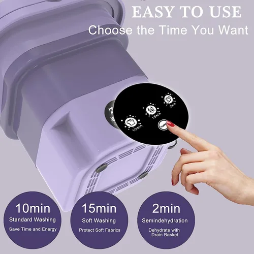 Vista 7 de Lavadora portátil, mini lavadora de alta capacidad con 3 modos, limpieza profunda plegable medio lavado automático adecuado para lavar pequeñas