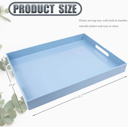 Vista 3 de Spsyrine - Bandeja de servir con asas, bandeja decorativa de plástico para mesa de café, sala de estar, decoración del hogar, 3040B