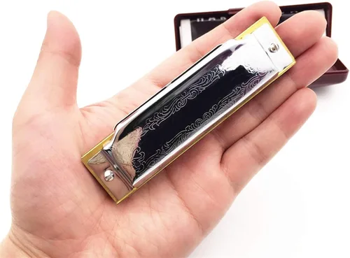 Vista 3 de Folk Instruments - Placa de cobre con 10 agujeros, armónica, órgano maestro, boca, llave de C, arpa diatónica, blues, instrumentos musicais gaita