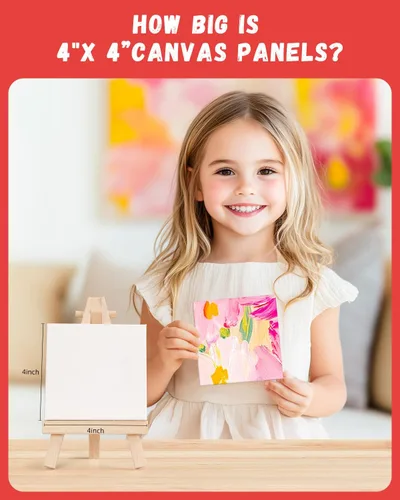 Vista 2 de Simetufy Paquete de 48 mini tableros de lienzo de 4 x 4 pulgadas, paneles de pintura imprimados 100% algodón, sin ácidos para óleo, acuarela