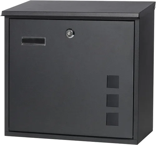Vista 7 de Decaller Buzón de Pared para Montar, Buzón de Correo con Gran Capacidad, Buzón Postal de Metal a Prueba de Óxido para Exterior, Negro