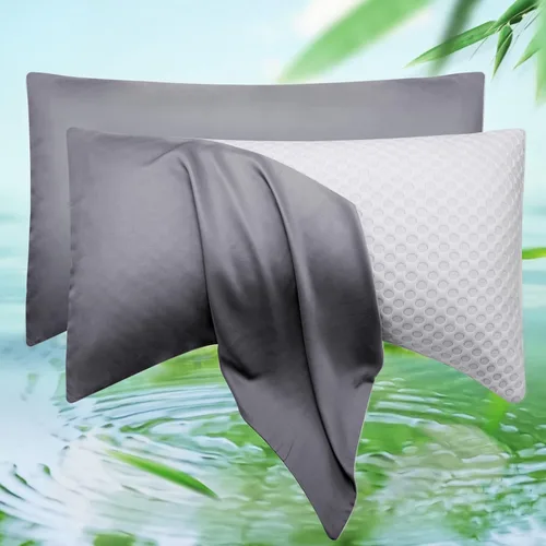 Vista 19 de Fundas de almohada curvadas de media luna refrescante para dormir lateral, rayón derivado de la funda de almohada de bambú, tamaño Queen, 1 pieza