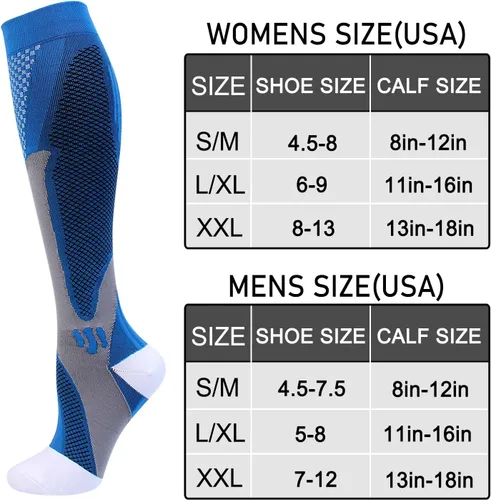 Vista 2 de 4 pares de calcetines de compresión para hombres y mujeres de 20-30 mmHg