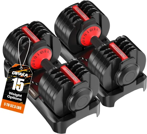 Vista 13 de Adjustable Dumbbells Set, 10 in 1/15 in 1 Free Adjustable Weights Dumbbells Set, 25/55/52.5lbs Weights Set with Anti-Slip Handle, Fast Adjust