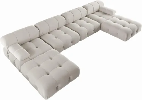 Vista 4 de Sofá modular moderno de terciopelo, sofá modular minimalista en forma de U de 6 plazas con 2 otomanas para sala de estar, oficina, apartamento