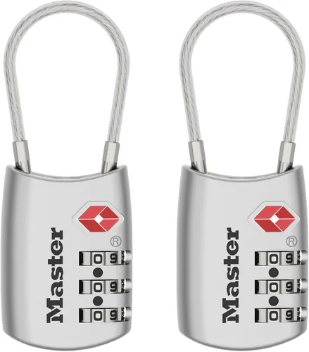 Vista 8 de Master Lock 4688D Candado para Equipaje con Combinación Personalizable Aprobado por TSA, 1 Unidad, Plateado Colores surtidos