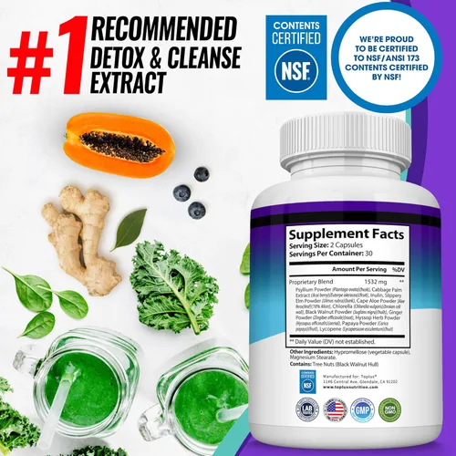 Vista 4 de Toplux Keto Detox Pills Extracto de limpieza avanzada – Fórmula limpiadora de colon Acai natural de 1532 mg, toxinas de descarga y exceso